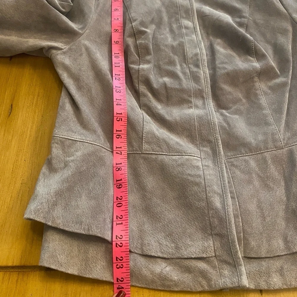 Women’s Gray Leather Suede Peplum Lined Jacket New Size M-L Pretty!
